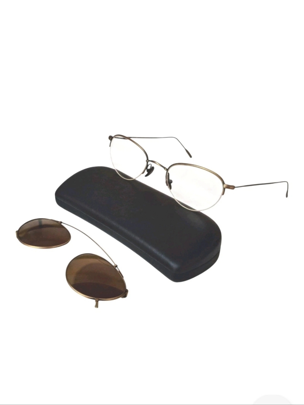 MODO 151 Eyeglasses Antique Gold W/Custom Brown Sun Clip-on Made In Italy Unisex
